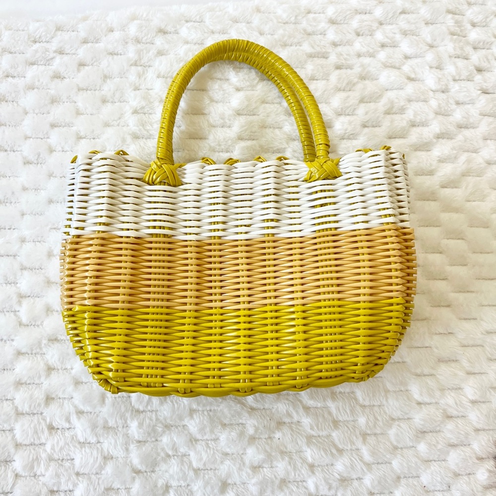 Yellow Medium Deep Woven Recyclyed Plastic High Capacity Handbag